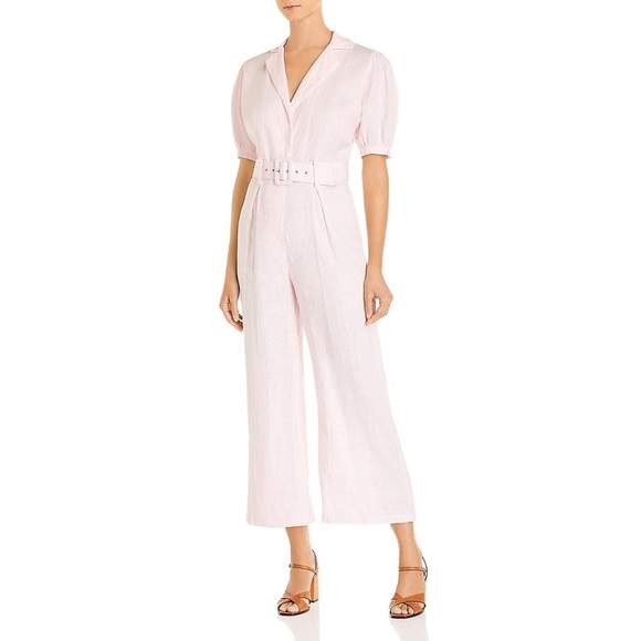 FAITHFULL THE BRAND - SHEER V-NECK JUMPSUIT - LIGHT PINK - NWT - Picture 2 of 2